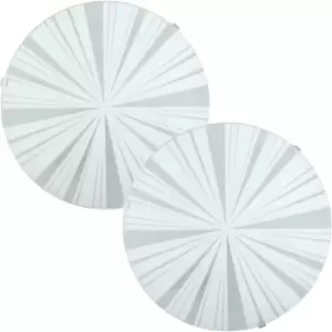 Image of 2 PACK Wall Flush Ceiling Light White Shade Beams Design Satin Glass E27 1x60W