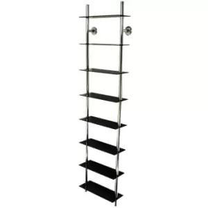 Techstyle Wall Mounted 8 Tier Glass 240 Cd / 160 DVD / Bluray Storage Shelf Black