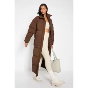 image of I Saw It First Longline Padded Coat - Brown