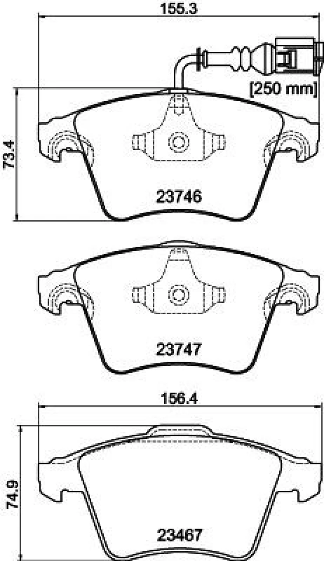 Image of HELLA Brake pad set HELLA 8DB 355 011-171