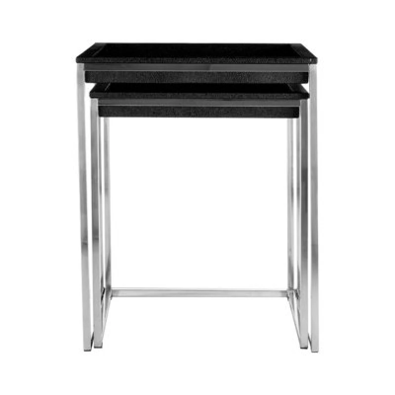 Image of Premier Housewares Pacific Faux Skin Nest Of 2 Tables Black