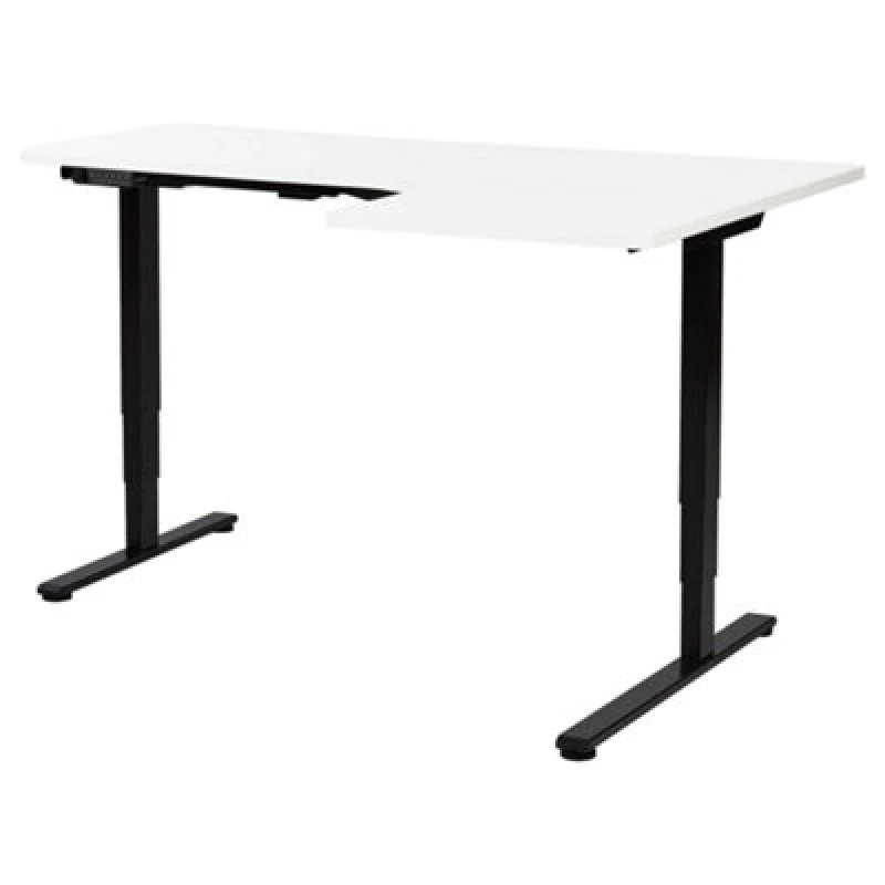 Image of Beliani Electric Adjustable Corner Desk Destines White/ Black 160 Cm 109cm Right Hand