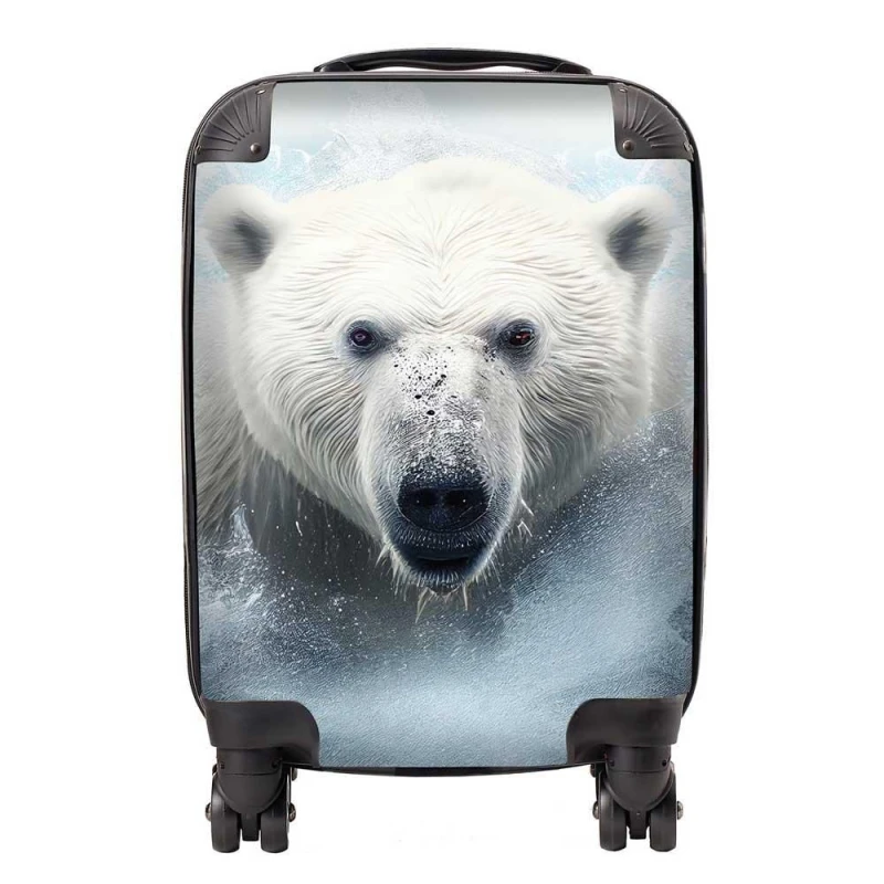 Image of Warren Reed - Designer Polar Bear Splashart Suitcase in White Size: Large White Unisex Large