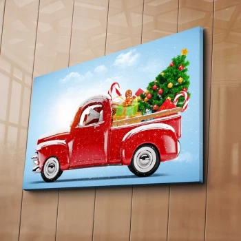 Image of 4570YYC-004 Multicolor Decorative Canvas Painting Christmas Truck