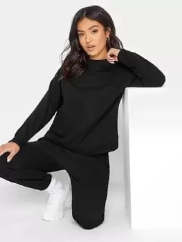 Image of PixieGirl Petite Crew Neck Sweatshirt - Black, Size 10, Women