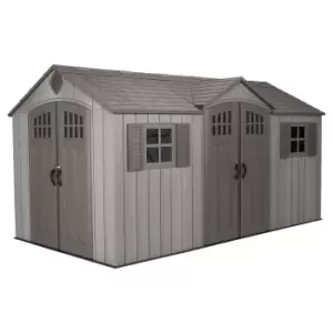 image of Lifetime 15 x 8ft Rough Cut Dual Entry Outdoor Storage Shed - Installation Included