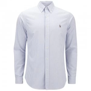 Image of Polo Ralph Lauren Mens Slim Fit Stripe Oxford Shirt - Blue/White - L - Blue