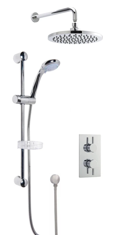 Image of Balterley Concealed Twin Valve Multi Function Slide Rail Kit Arm Head Shower in Silver Silver Unisex