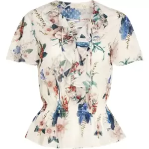Image of Ted Baker Ruffle Tie Top - White