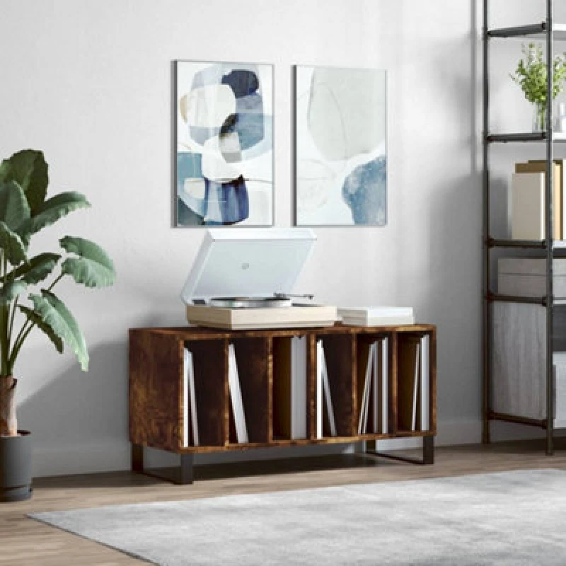 Image of VIDAXL Record Cabinet Smoked Oak 100x38x48cm Engineered Wood Vidaxl 8720845877729
