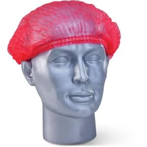 Image of Click Once Disposable Mob Cap Red Ref DMCR Pack 1000 Up to 3 Day