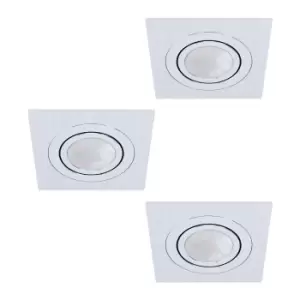 Image of 3 PACK Flush Ceiling Downlight Brushed Aluminium Square 3 x 5W GU10 Bulb