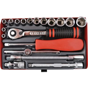 Image of Kennedy-pro - Mini MM Socket Set 1/4' Sq Dr 19-Pce