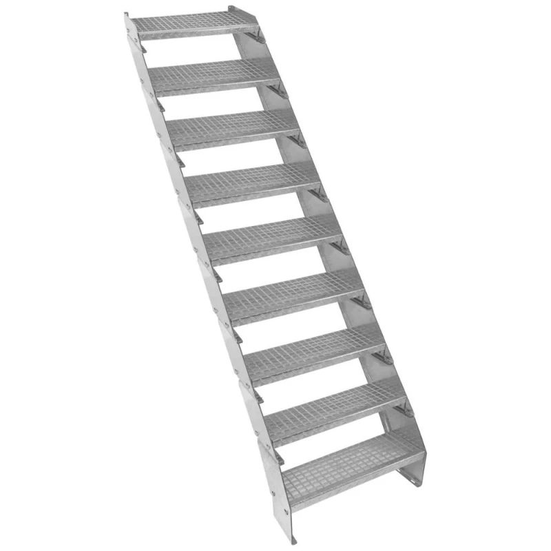 Image of Monstershop Adjustable 9 Section Galvanised Staircase - 600mm Wide Silver