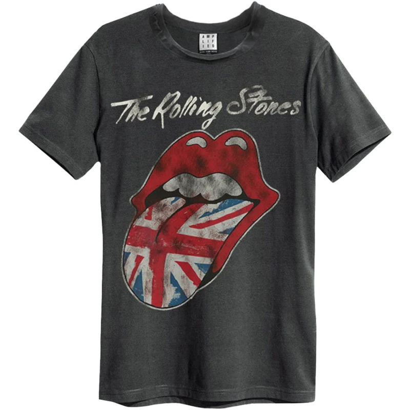 Image of Amplified Amplified Men UK Tongue The Rolling Stones T-Shirt in Charcoal Size: X-Small Charcoal XS Male 5063238051287