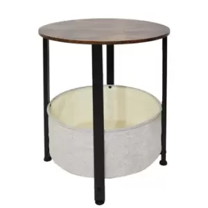 Image of FWStyle Round Table With Canvas Storage Basket
