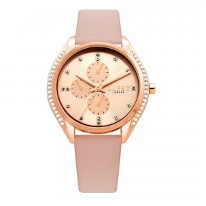 image of Lipsy Nude Croc Strap Watch with Rose Gold Dial