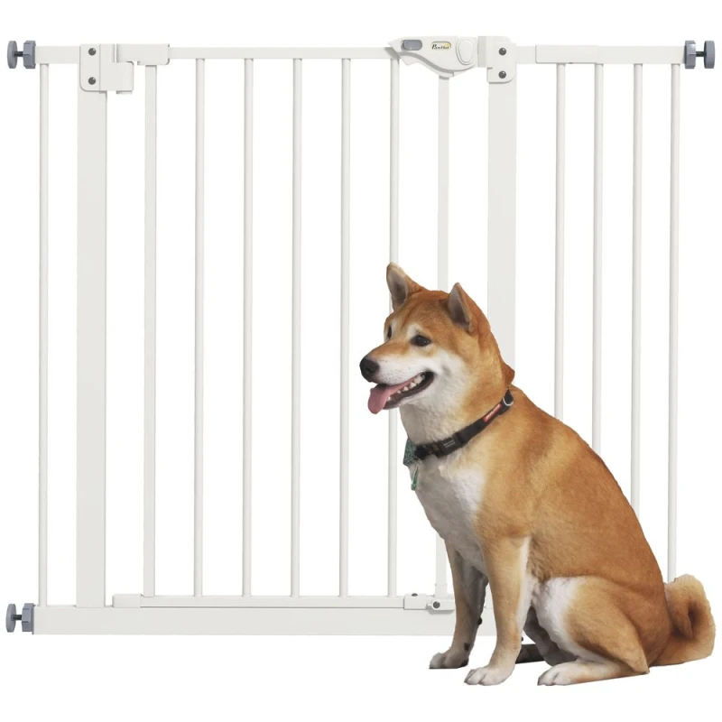 Image of PawHut Adjustable Safety Gate w/ 1 Extensions - White D06-096V03WT