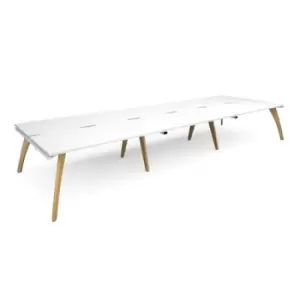 image of Bench Desk 6 Person Rectangular Desks 4800mm White Tops With White Frames 1600mm Depth Fuze