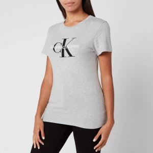 Image of Calvin Klein Jeans Womens Core Monogram Logo Regular Fit T-Shirt - Light Grey Heather - L - Grey