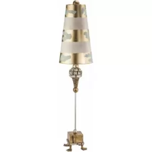 image of Loops - Table Lamp Duck Feet Gold Leaf Acid Etched Base Striped Shade LED E27 100W