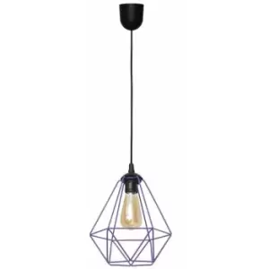 image of Helam Lighting - Helam Karo Wire Frame Pendant Ceiling Light Black, Purple 24cm