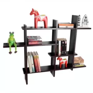 Image of Lattice - Floating Geometric Retro Wall Display Storage Accent Shelf - Black - Black