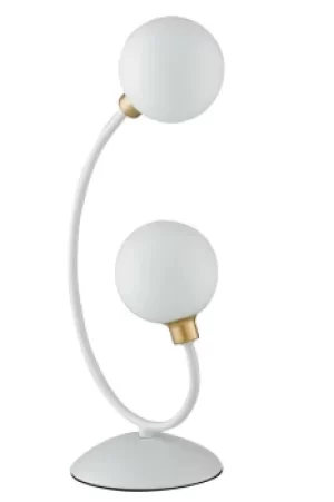 Image of Aida Twin Globe Table Lamp, White, Gold, G9