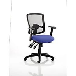 Image of Dynamic Independent Seat & Back Task Operator Chair Height Adjustable Arms Portland III Black Back, Stevia Blue Seat Without Headrest Medium Back