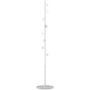 Homcom Steel Coat Stand Rack Marble Base 8 Hook For Living Room Entryway White