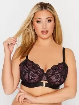 Image of Yours Lace V Wire Underwired Bra - Black, Size 38Dd, Women