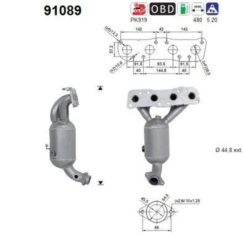 Image of AS Catalytic converter AS 91089