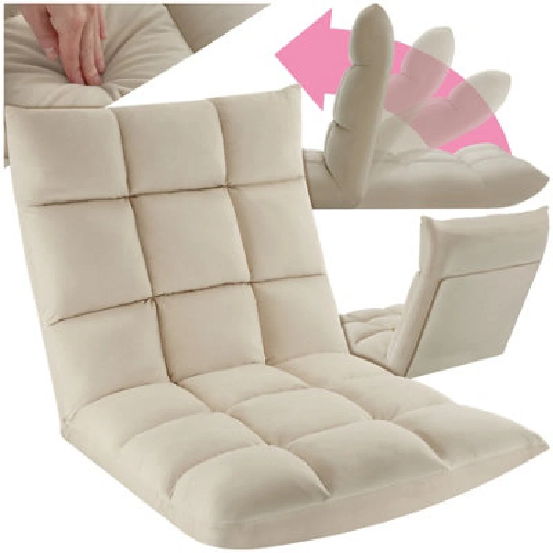 Image of Tectake Recliner Snooze - 2 In 1 Armchair Or Lounger, Velvet, 14-Step Adjustable Backrest - Beige, 1