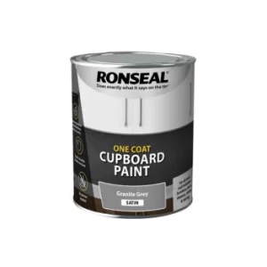 image of Ronseal One Coat Cupboard Paint Granite Grey Satin 750ml