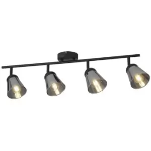 Image of Searchlight Mega 4 Light Bar Spotlight, Black Metal With Smoked Glass