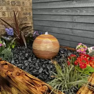 image of Tranquility Water Features - 30cm Sandstone Sphere Mains Powered Water Feature