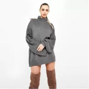 image of Missguided Plus Size Roll Neck Jumper - Grey