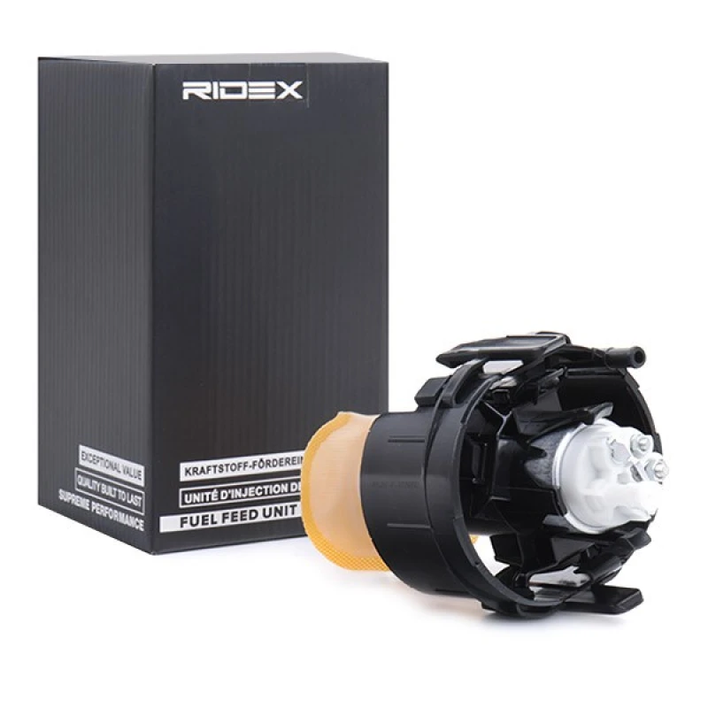 Image of RIDEX 458F13745 Fuel Pump Electric, with fastening/mounting material, with connector parts Fuel Pump (458)
