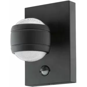 image of Loops - IP44 Outdoor Wall Light & pir Sensor Black Zinc Steel 3.7W Built in led