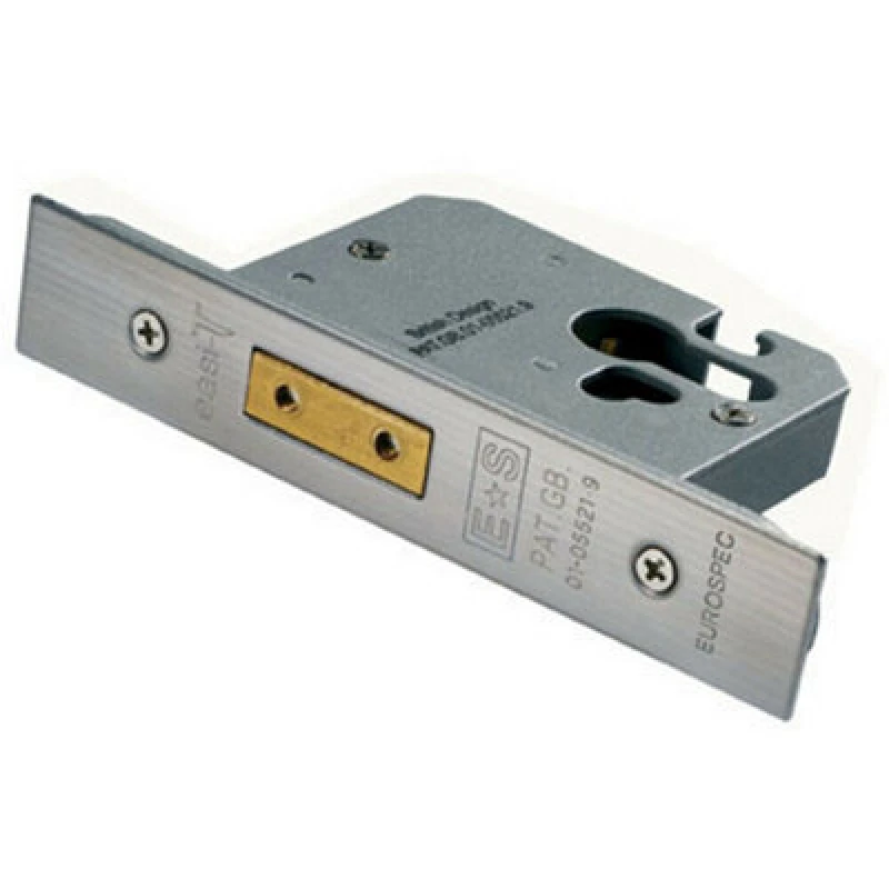 Image of Loops 76mm Euro Profile Deadlock Strike Plate Included Satin Stainless Steel Metallics unisex