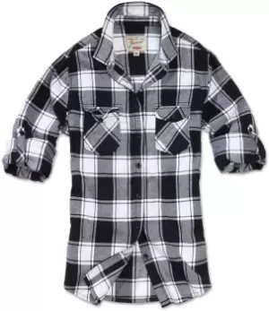 Image of Brandit Amy Flanell Ladies Shirt, black-white, Size XL for Women, black-white, Size XL for Women