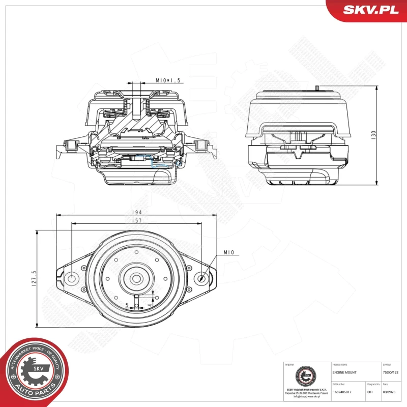 Image of ESEN SKV Engine mount ESEN SKV 75SKV122