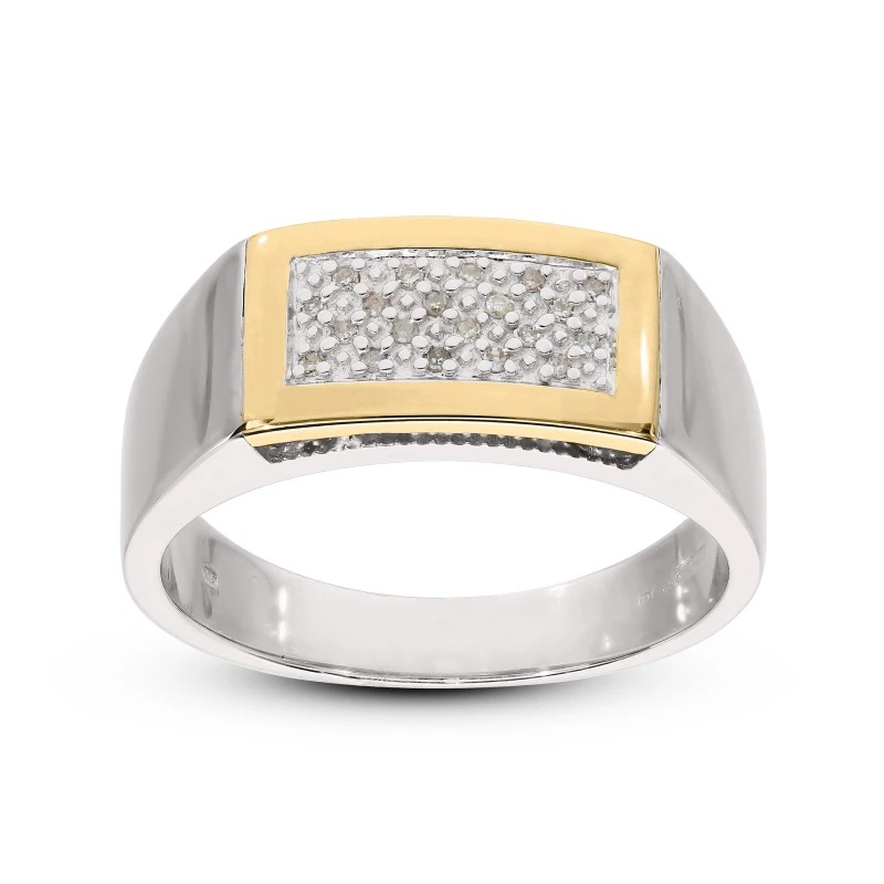 Image of Be You 9ct Yellow Gold and Silver Gents Ring Silver male R