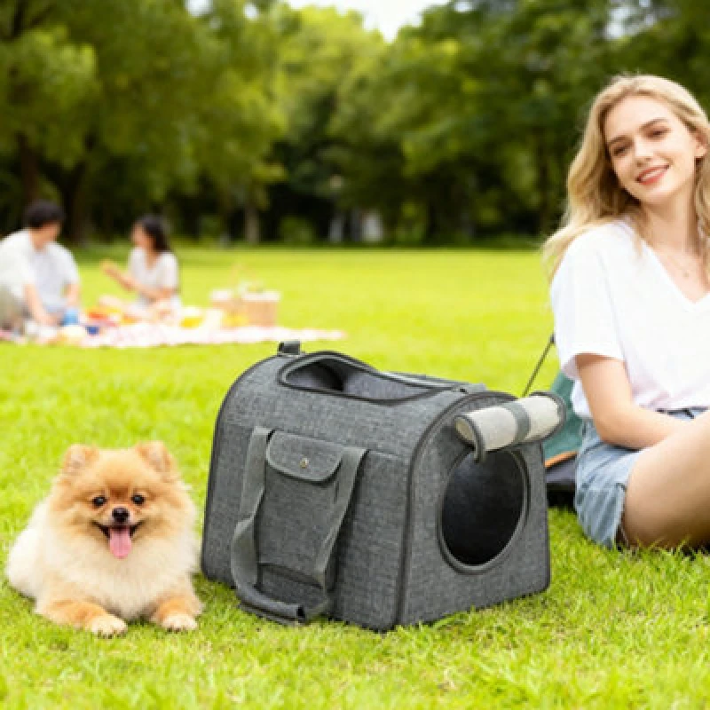 Image of Pawhut Soft Sided Cat Carrier Bag Foldable Portable With Shoulder Strap