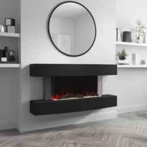 image of 47 Inch Curved Matt Black Smart WiFi Wall Mounted Electric Fire - AmberGlo