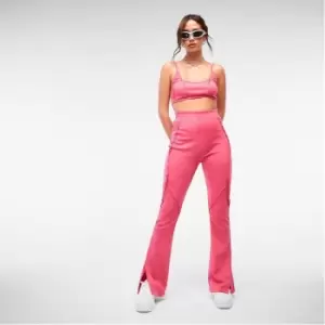 image of Missguided Co Ord Rib Seam Detail Flared Trousers - Pink