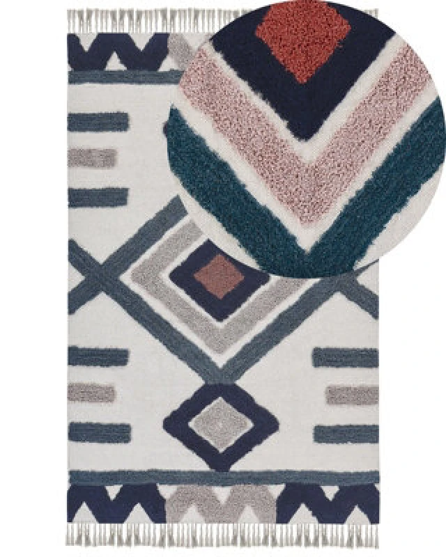 Image of Beliani Rug Kozlu Multicolour 140 X 200 Cm Cotton