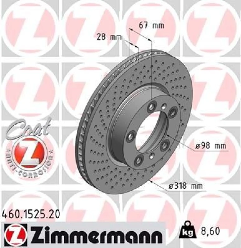 Image of ZIMMERMANN Brake disc ZIMMERMANN 460.1525.20