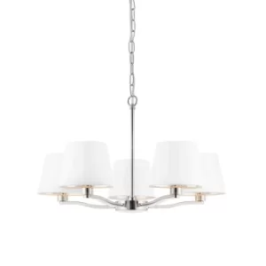 Image of Harvey Multi Arm Pendant Light Bright Nickel Plate, Vintage White Fabric
