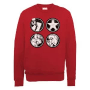 Image of Marvel Avengers Assemble Main Logos Sweatshirt - Red - M